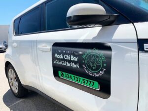 Custom car door magnet, Mook Chi Bar, printed by Overflow Print