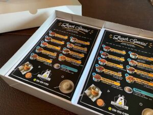 Full-color lunch special menu flyers printed by Overflow Print