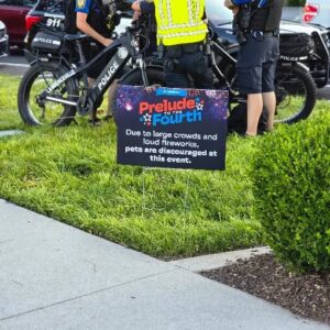Yard sign, Prelude to the Fourth, printed by Overflow Print